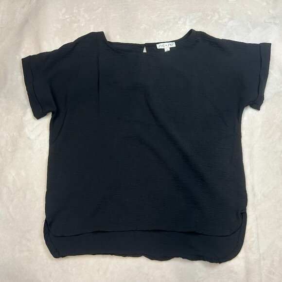 She & Sky Black Women's Top Size Medium Petite - Picture 2 of 11